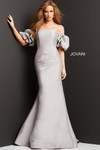 Jovani 08361 Off Shoulder Straight Neck Puffy Sleeve Gown