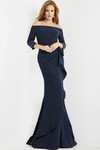 Jovani 08699 Stretch Crepe Off Shoulder Straight Neck Dress