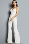 Jovani 09381 Crepe Long Sleeve V-Neck Pleated Jumpsuit