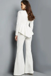Jovani 09381 Crepe Long Sleeve V-Neck Pleated Jumpsuit