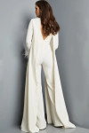 Jovani 09479 Crepe Long Sleeves Plunging Neckline Jumpsuit