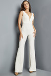Jovani 09479 Crepe Long Sleeves Plunging Neckline Jumpsuit