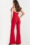 Jovani 09525 Stretch Crepe One Shoulder V-Neckline Jumpsuit