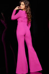 Jovani 09588 Crepe Long Sleeve Square Neckline Jumpsuit