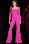 Jovani 09588 Crepe Long Sleeve Square Neckline Jumpsuit