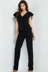 Jovani 09646 Peplum Short Sleeves V-neck Long Jumpsuit
