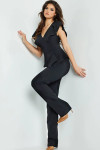Jovani 09646 Peplum Short Sleeves V-neck Long Jumpsuit