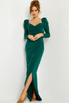 Jovani 09763 Jersey Sweetheart Neck Long Sleeves Fitted Gown