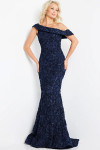 Jovani 09766 Lace Off Shoulder Short Sleeves Evening Dress