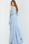 Jovani 23190 Crepe Beaded Square Three Quarter Sleeves Gown
