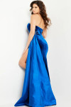 Jovani 23942 Velvet Satin Strapless Asymmetric Neck Gown