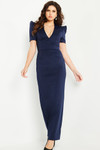 Jovani 24021 V-neckline Short Sleeves Fitted Formal Gown