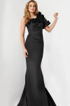 Jovani 24279 Scuba One Shoulder Short Sleeves Fitted Gown