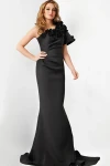 Jovani 24279 Scuba One Shoulder Short Sleeves Fitted Gown