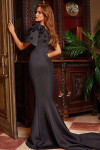 Jovani 24279 Scuba One Shoulder Short Sleeves Fitted Gown