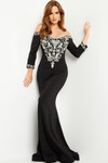 Jovani 24328 Off Shoulder Long Sleeves Strapless Long Dress
