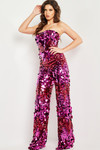 Jovani 24527 Paillette Strapless Straight Neck Jumpsuit