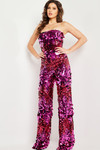 Jovani 24527 Paillette Strapless Straight Neck Jumpsuit