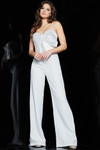 Jovani 25746 Crepe Sequin Bodice Sleeveless V-neck Jumpsuit