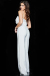 Jovani 25746 Crepe Sequin Bodice Sleeveless V-neck Jumpsuit