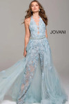 Jovani 60124 Lace Halter Plunging Neck Sleeveless Jumpsuit