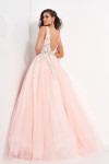 Jovani 11092 Tulle Floral Embroidered Plunging Neck Ballgown