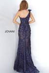 Jovani 3375 Embellished Lace Applique One Shoulder Dress