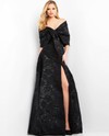 Jovani 05019 Jacquard Sweetheart Neck Sleeveless Slit Dress