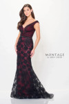 Montage by Mon Cheri M909 Allover Smocked Lace V-Neck Dress