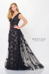 Montage by Mon Cheri M909 Allover Smocked Lace V-Neck Dress