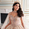 Princesa by Ariana Vara PR30173 CAPE Glitter Tulle Long Dress