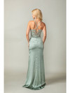 Dancing Queen 4416 Beaded Lace Cowl Neck High Slit Dress