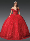 Dancing Queen 1982 Sequined Overlay Off-Shoulder Ball Gown