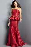 Jovani 22584 Taffeta Satin Peplum Strapless Fitted Dress