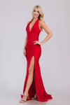 Amelia Couture 3040 Satin Halter Neck Sleeveless Slit Dress