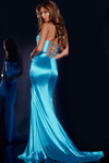 Jovani D5032 Deep V-Neck sleeveless Thigh-High Slit Gown