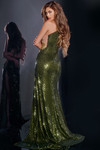 Jovani D5001 Embellished Sequin One Shoulder Sleeveless Gown