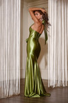 Jovani D5814 Satin Halter Neck Sleeveless High Slit Gown
