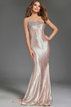 Jovani D5100 Asymmetric Neck Strapless Long Dress