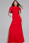 Jovani 06538 Satin Cape Off-Shoulder Sleeveless Long Gown