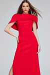 Jovani 06538 Satin Cape Off-Shoulder Sleeveless Long Gown