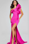 Jovani 37400 One-Shoulder Sleeveless Ruffles High Slit Gown