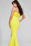 Jovani 38922 Jersey Satin Ruffled Strapless High Slit Gown