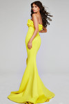 Jovani 38922 Jersey Satin Ruffled Strapless High Slit Gown