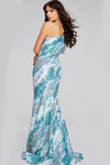 Jovani 39077 Jersey Sequin One-Shoulder Short Sleeve Gown