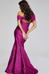 Jovani 39114 Brocade Satin Print Rosette Strapless Gown