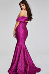 Jovani 39114 Brocade Satin Print Rosette Strapless Gown