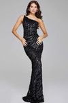Jovani 40182 Beaded Sequin One-Shoulder Sleeveless Gown