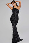 Jovani 40182 Beaded Sequin One-Shoulder Sleeveless Gown