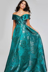 Jovani 40296 Metallic Textured Off-Shoulder Sleeveless Gown